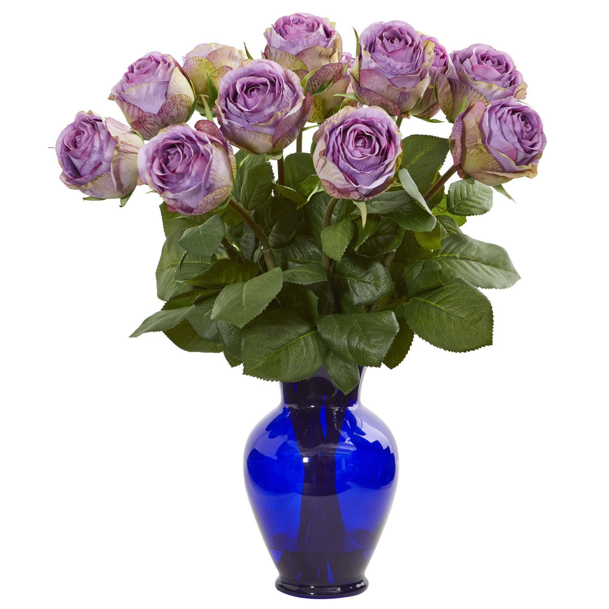 Rose Artificial Arrangement in Blue Vase, photo 2 of 2