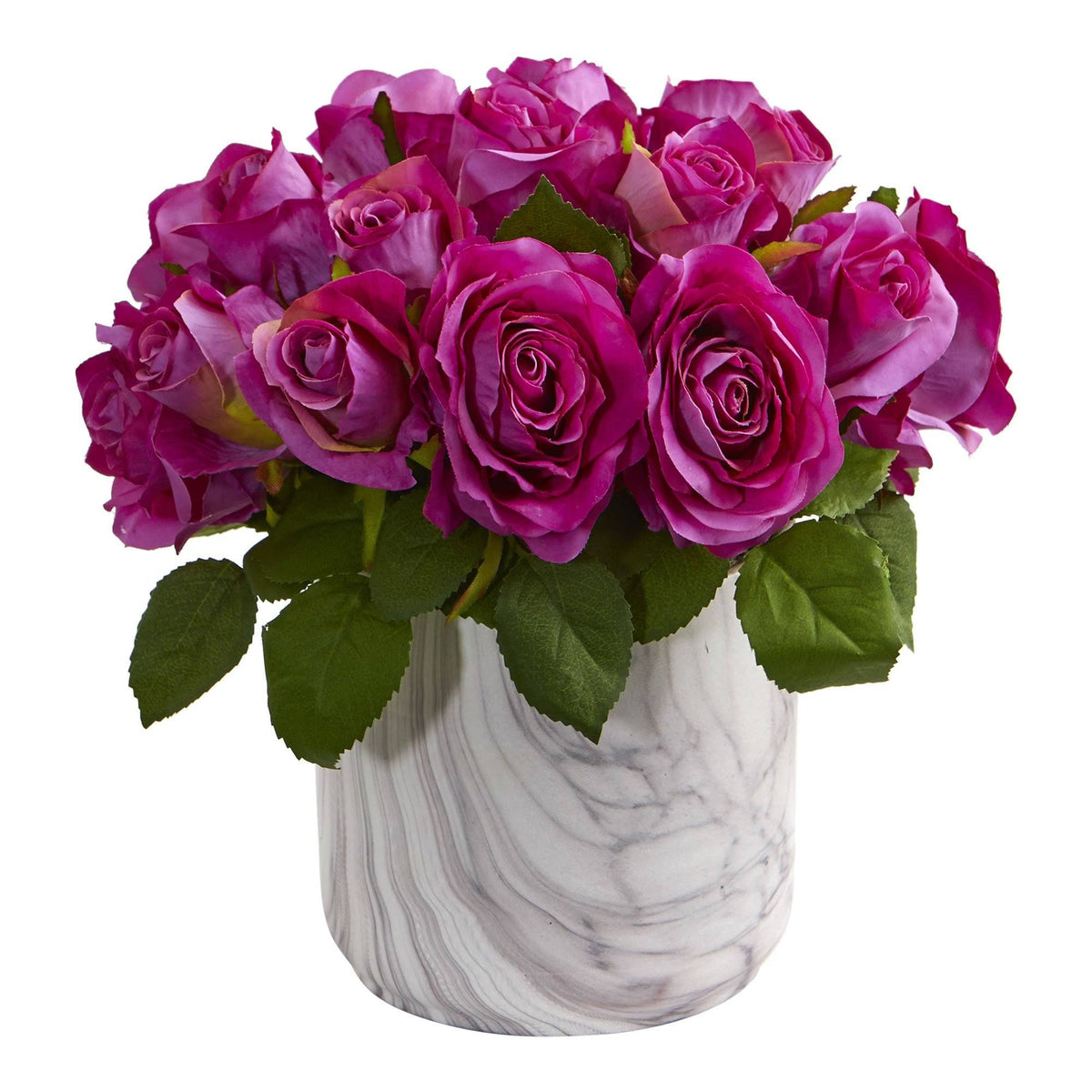 Rose Artificial Arrangement in Marble Finished Vase, photo 2 of 3