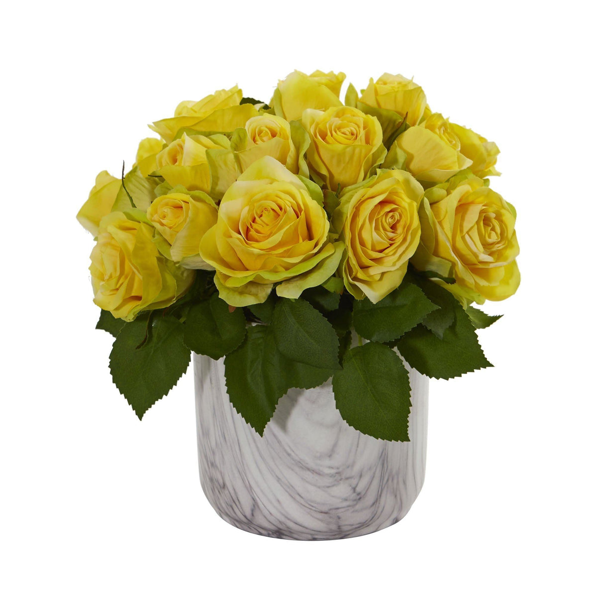 Rose Artificial Arrangement in Marble Finished Vase, photo 3 of 3