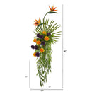 Rose, Bird of Paradise and Fan Palm Artificial Arrangement in Urn