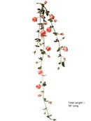 Artificial Rose Branch Vine in Pink 59" Long