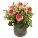 Rose, Eucalyptus, Gypsophillia Artificial Arrangement