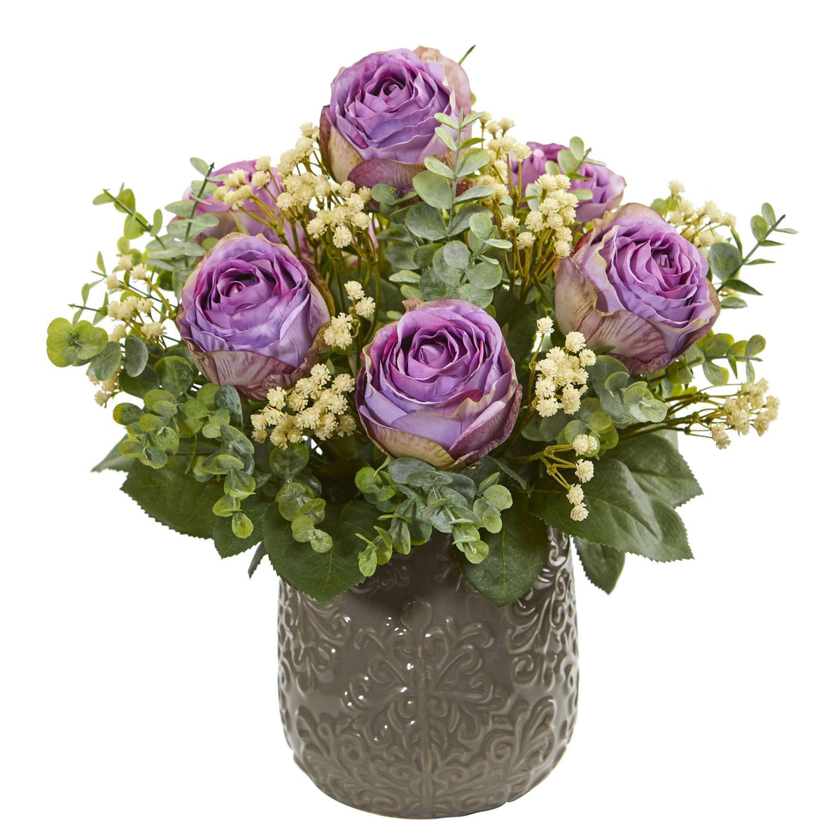 Rose, Eucalyptus, Gypsophillia Artificial Arrangement, photo 2 of 2