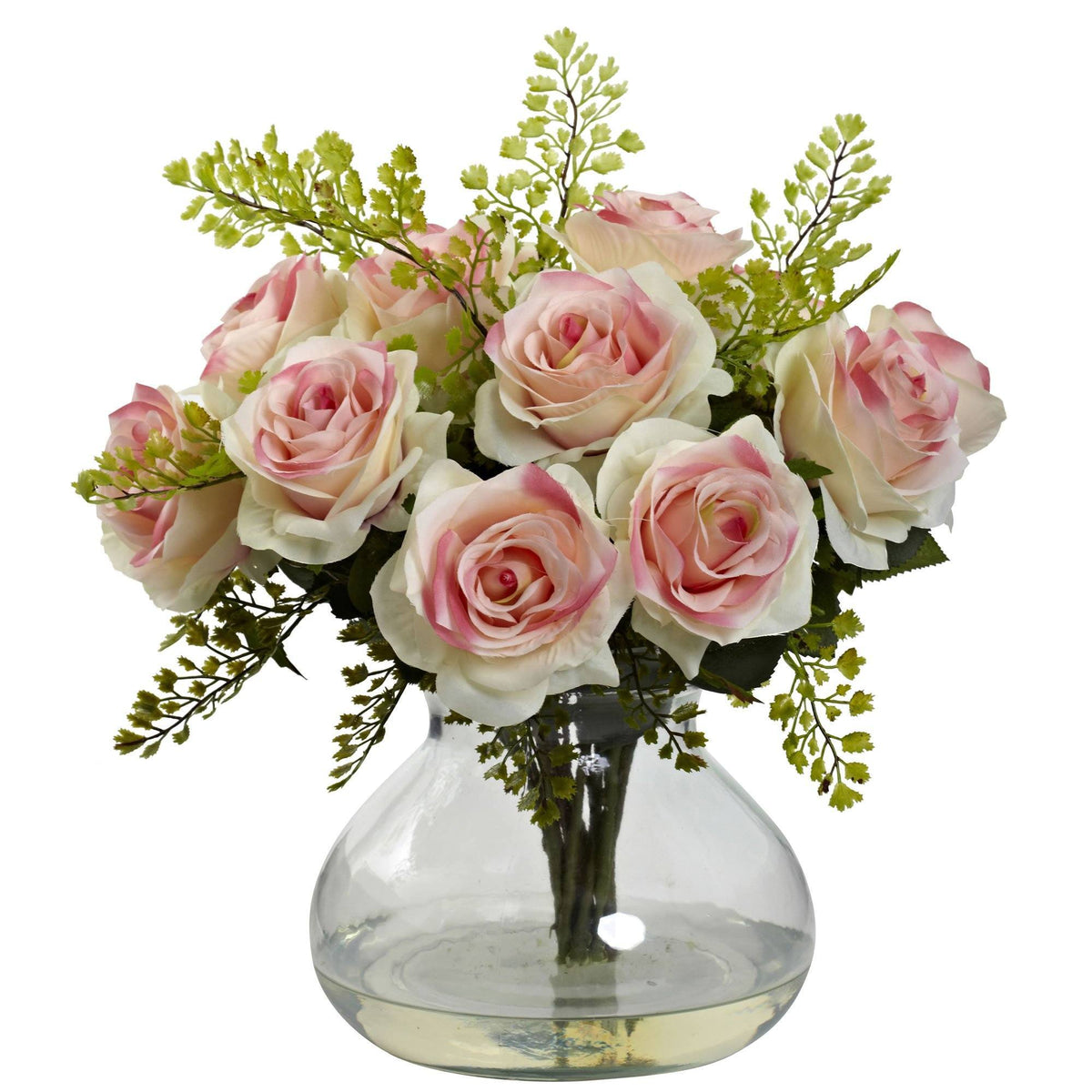 Rose & Maiden Hair Arrangement w/Vase, photo 4 of 11