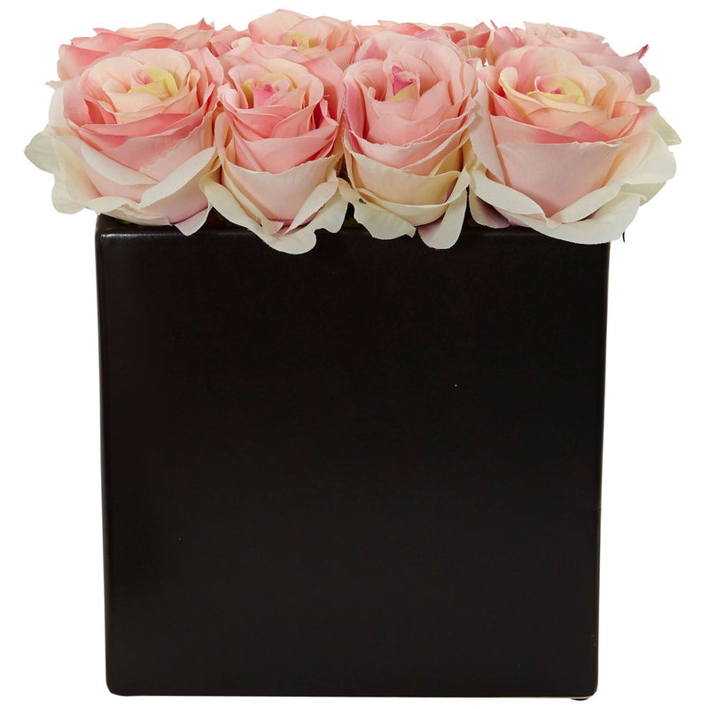 Roses Arrangement in Black Vase