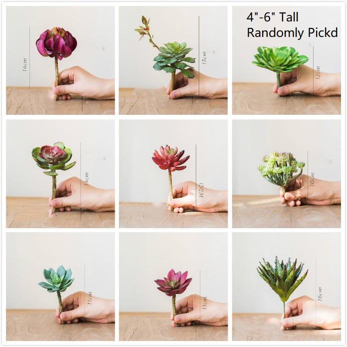 Artificial Faux Small Succulent Stem Randomly Picked Set of 5