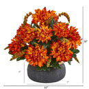 Spider Mum and Berries Artificial Arrangement in Stoneware Bowl