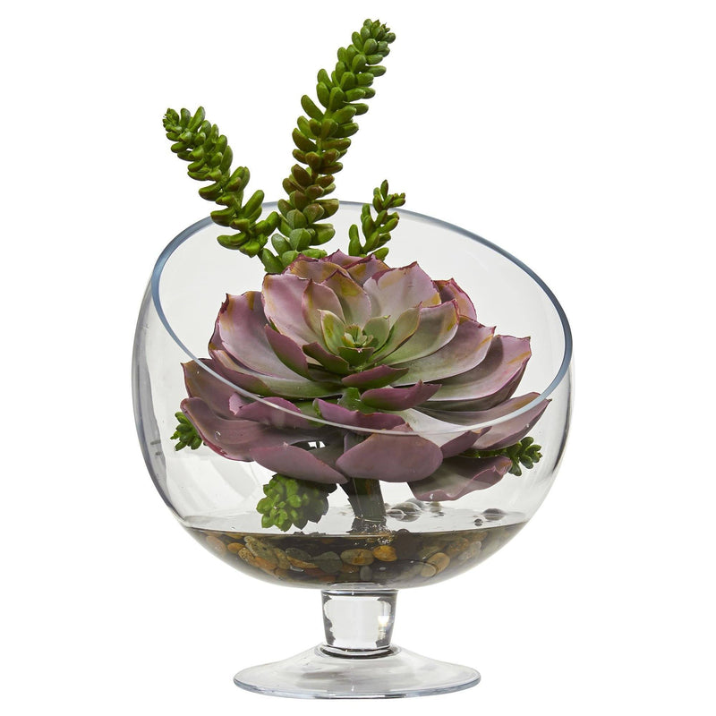 Succulent Artificial Plant in Pedestal Vase, photo 2 of 2