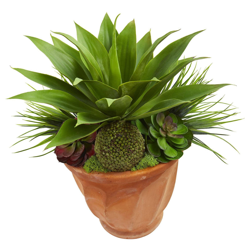 Succulent Garden Artificial Plant in Terra Cotta Planter, photo 2 of 3