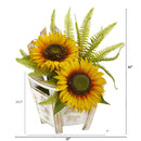 Sunflower and Fern Artificial Arrangement in Chair Planter
