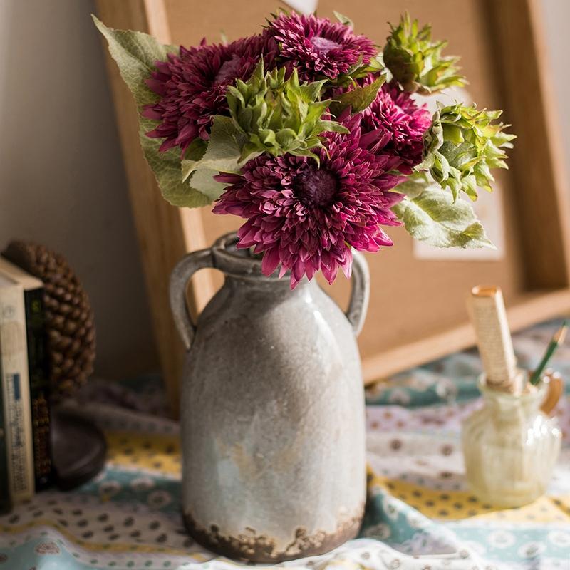 Artificial Sunflower Bouquet in Purple 18" Tall