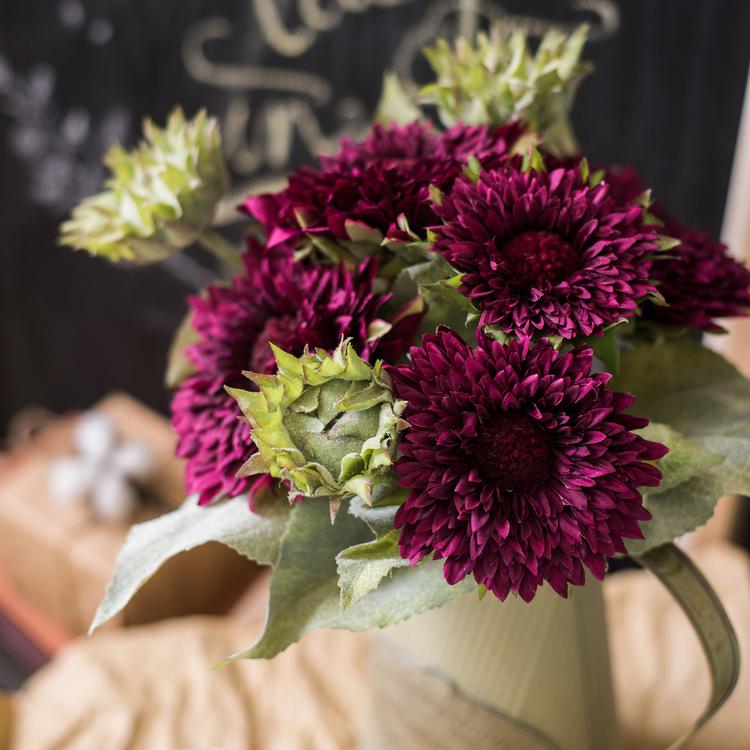 Artificial Sunflower Bouquet in Purple 18" Tall