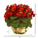 Violet Artificial Plant in Gold Vase