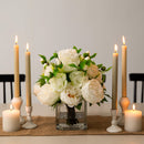Wedding Collection 13" Peony and Camellia Artificial Arrangement in Glass Vase