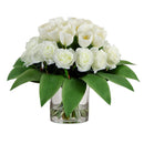 Wedding Collection 20" Artificial Roses and Tulips Arrangement in Glass Vase