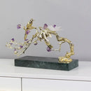 GobekUsa Crystal Golden Tree Handicraft: Artisan Metal Figurine for Home Decor