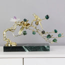 GobekUsa Crystal Golden Tree Handicraft: Artisan Metal Figurine for Home Decor