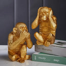 GobekUsa Golden Monkey Sculpture: Artisanal Baboon Decorative Figurine for Home Decor