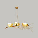 GobekUsa Artistic Aluminum Wire Nest Island Lamp with Wood Egg and Bird: A Unique Suspension for Dining Room