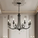 GobekUsa Black Metal Crystal Chandelier: Artistic LED Lighting for Home Decor