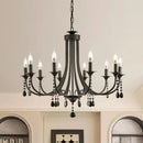 GobekUsa Black Metal Crystal Chandelier: Artistic LED Lighting for Home Decor