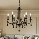 GobekUsa Black Metal Crystal Chandelier: Artistic LED Lighting for Home Decor
