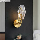 GobekUsa Hexagonal Crystal Wall Lamp - Artistic Single Fixture in Brass for Living Room