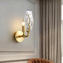 GobekUsa Hexagonal Crystal Wall Lamp - Artistic Single Fixture in Brass for Living Room