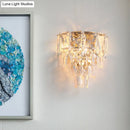 GobekUsa Artistic Crystal Tiered Wall Lamp - Elegant Brass 3-Head Wall Light Fixture for Living Room