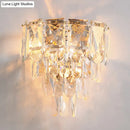 GobekUsa Artistic Crystal Tiered Wall Lamp - Elegant Brass 3-Head Wall Light Fixture for Living Room