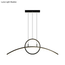GobekUsa Artistic Metal Dining Room LED Ceiling Light Fixture with Ring and Arc Island Pendant