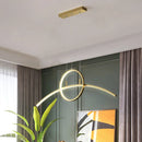 GobekUsa Artistic Metal Dining Room LED Ceiling Light Fixture with Ring and Arc Island Pendant