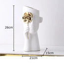GobekUsa Gold Rose Relief Ceramic Vase, Elegant Desk Floral Vase for Room Decor