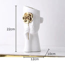 GobekUsa Gold Rose Relief Ceramic Vase, Elegant Desk Floral Vase for Room Decor