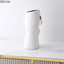 GobekUsa Gold Rose Relief Ceramic Vase, Elegant Desk Floral Vase for Room Decor
