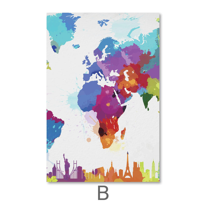 Artistic World Map Canvas