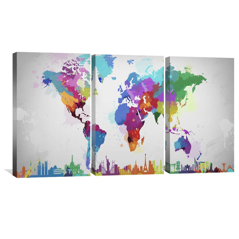 Artistic World Map Canvas