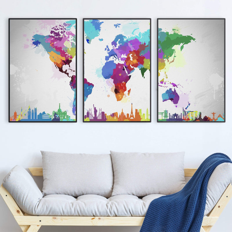 Artistic World Map Canvas