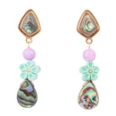 Aruba Blue Abalone Post Golden Drop Earrings