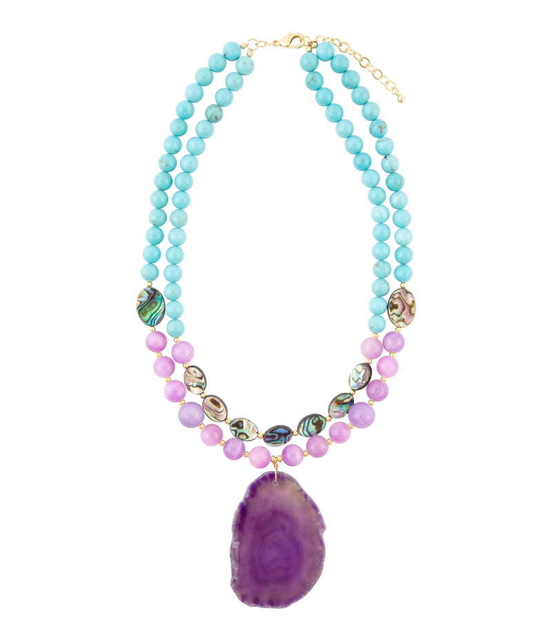 Aruba Purple Jade Statement Pendant Necklace