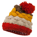 Acrylic Striped Pom Pom Beanie