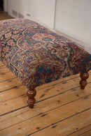 Antique Persian Kerman Rug Ottoman Coffee Table