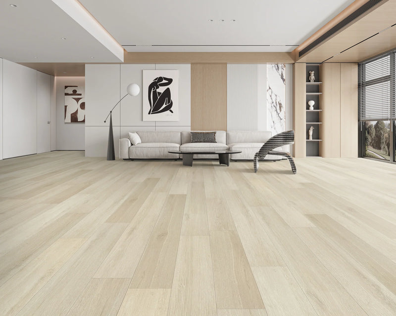 Ashy Beige Micro Bevel Matte 9.25"x60" Waterproof Laminate Flooring 12mm - Linea