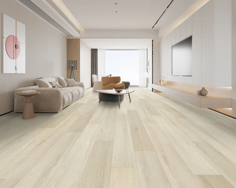 Ashy Beige Micro Bevel Matte 9.25"x60" Waterproof Laminate Flooring 12mm - Linea