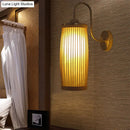 GobekUsa Asian Style Cylinder Bamboo and Metal Wall Lamp with Gooseneck Arm - 1 Bulb and Beige Shade