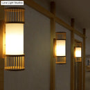 GobekUsa Asian Bamboo Cylinder Shade Wall Sconce Light in Beige - Stylish 1-Head Wall Lamp for Stairway