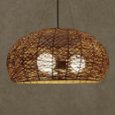 GobekUsa Rattan Tea Room Chandelier: Asian Style Pendant Lighting Fixture
