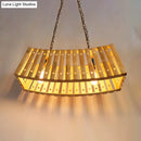 GobekUsa Asian Style Bamboo Linear Island Chandelier - Beige Multi Light for Dining Table