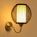 GobekUsa Black Asian Style Bamboo Wall Lamp with Gooseneck Arm - 1-Light Sconce Lighting for Bedside