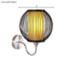 GobekUsa Black Asian Style Bamboo Wall Lamp with Gooseneck Arm - 1-Light Sconce Lighting for Bedside